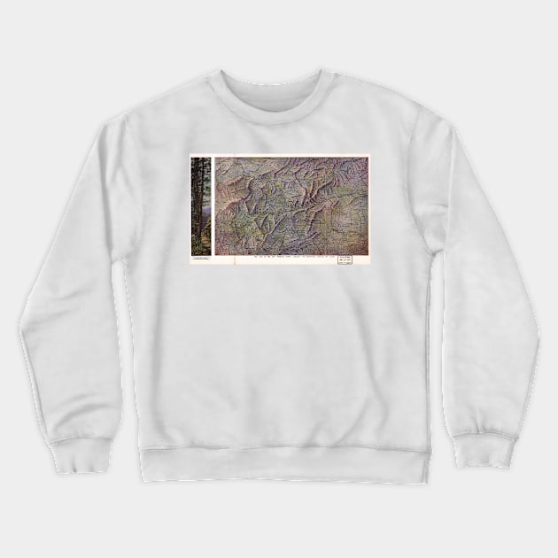 Vintage Map of Asheville North Carolina and Mountains Crewneck Sweatshirt by pdpress